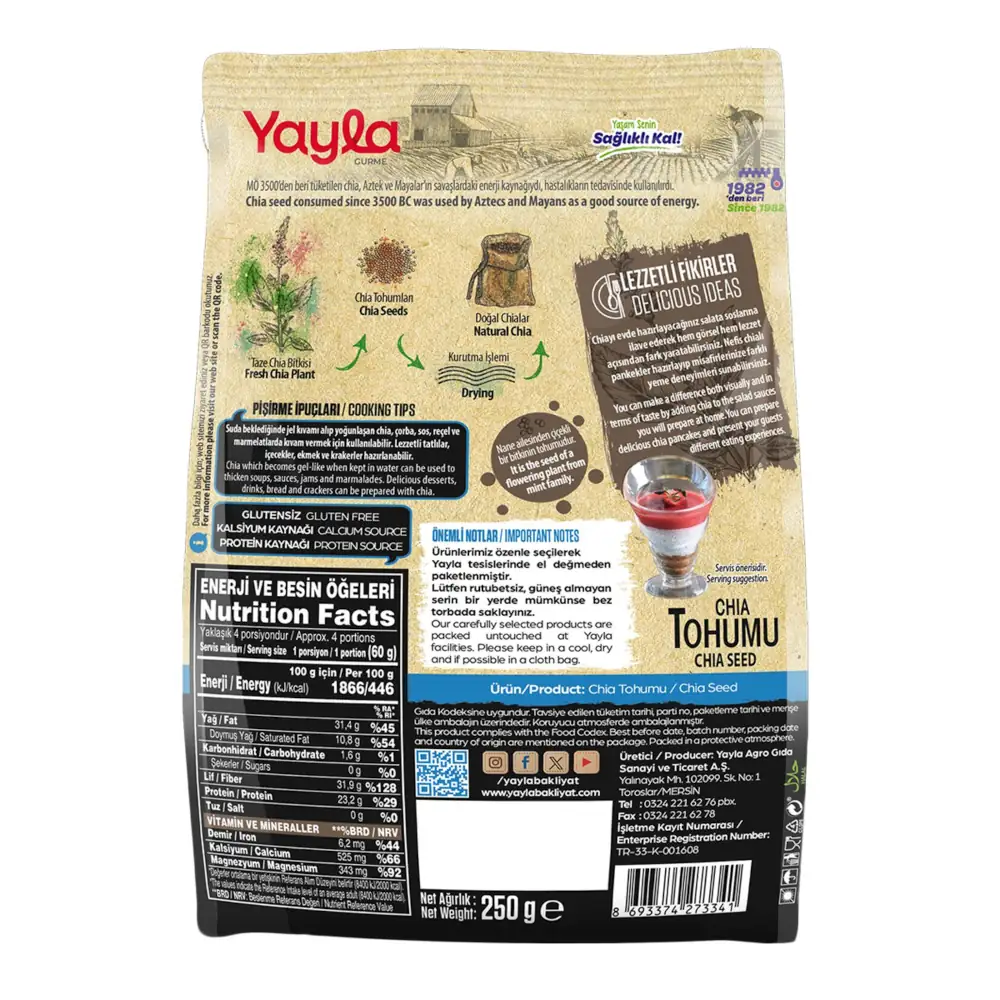 Yayla Gourmet Chia Seeds 250gr - Image 2